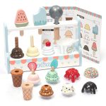 Stand de înghețată din lemn, cu topping-uri, meniu și linguri, UMU Toys