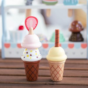 Stand de înghețată din lemn, cu topping-uri, meniu și linguri, UMU Toys