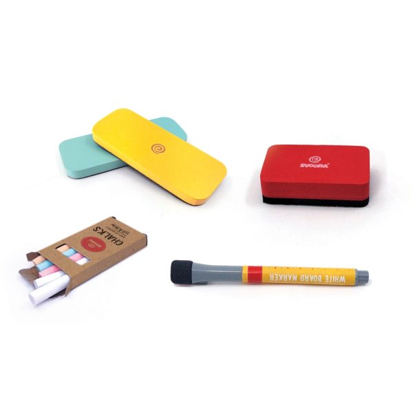 Tablă dublă magnetică și neagră pentru desen, cu cretă și marker, Svoora