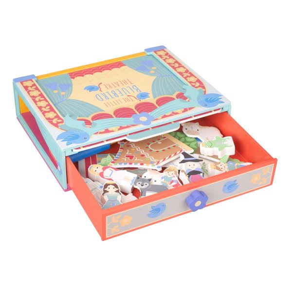 Teatru de masă din lemn cu scene interschimbabile și personaje din basme, Orange Tree Toys