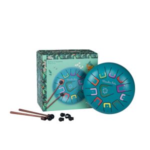 Tobă metalică din colecția În junglă, cu 2 bețe și 11 note colorate, Moulin Roty