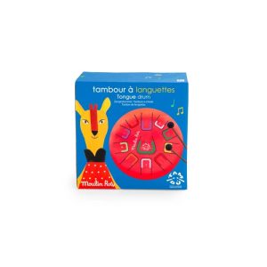 Tobă muzicală roșie cu 11 note colorate, cu bețe și saculeț, Moulin Roty