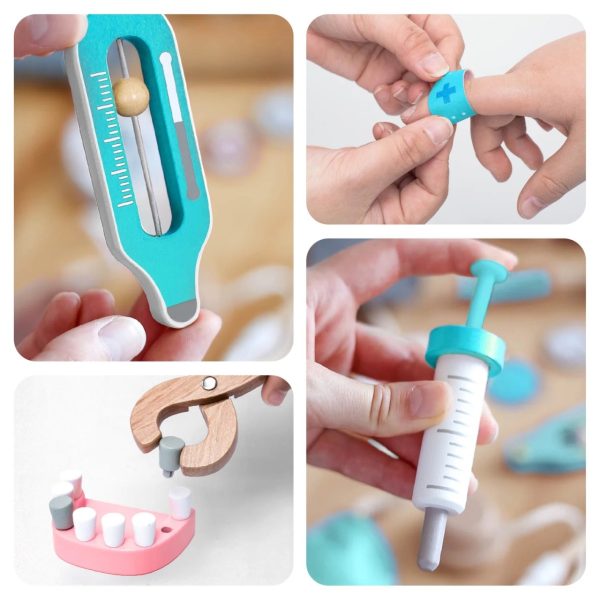 Trusă completă de doctor cu halat, rucsac și 20 de piese, turcoaz, UMU Toys