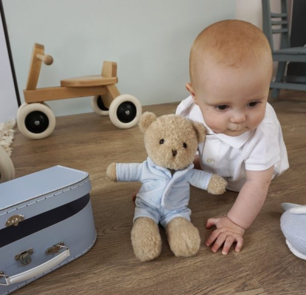 Ursuleț de pluș Morris cu valiză cusută manual și haine, lavabil, Egmont Toys