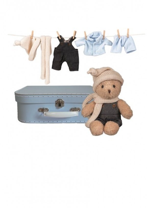 Ursuleț de pluș Morris cu valiză cusută manual și haine, lavabil, Egmont Toys